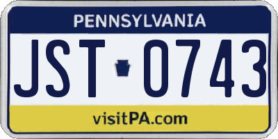PA license plate JST0743