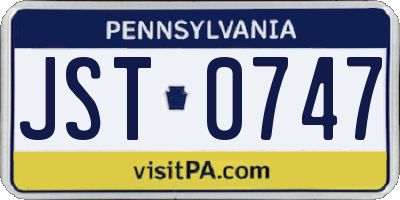 PA license plate JST0747