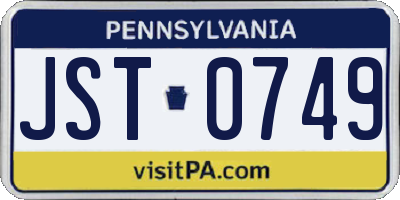 PA license plate JST0749