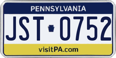 PA license plate JST0752