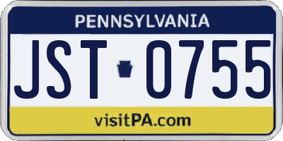 PA license plate JST0755