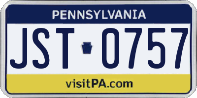 PA license plate JST0757