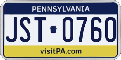 PA license plate JST0760