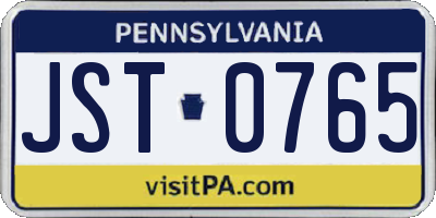 PA license plate JST0765