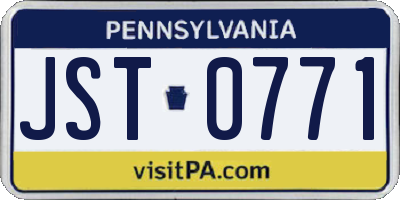 PA license plate JST0771