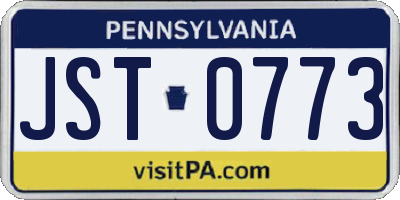 PA license plate JST0773