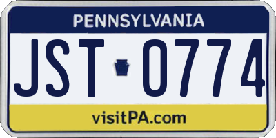 PA license plate JST0774
