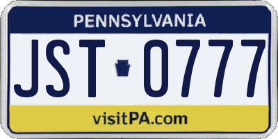 PA license plate JST0777
