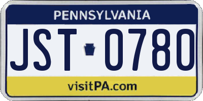 PA license plate JST0780