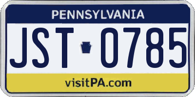 PA license plate JST0785