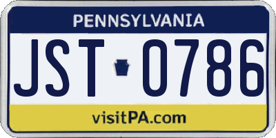 PA license plate JST0786