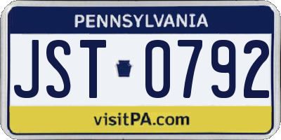 PA license plate JST0792