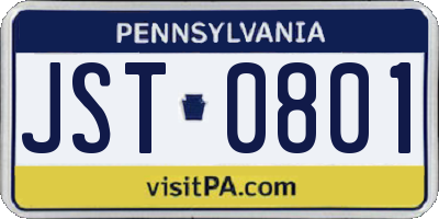 PA license plate JST0801