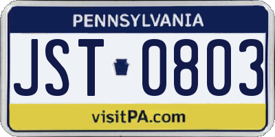 PA license plate JST0803