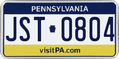 PA license plate JST0804