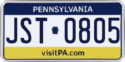 PA license plate JST0805