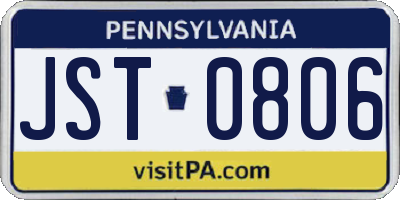 PA license plate JST0806