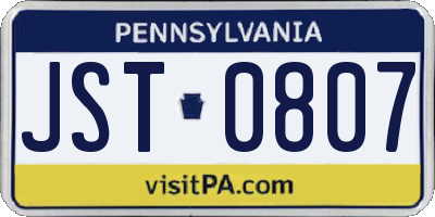 PA license plate JST0807