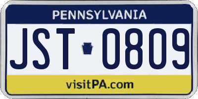 PA license plate JST0809