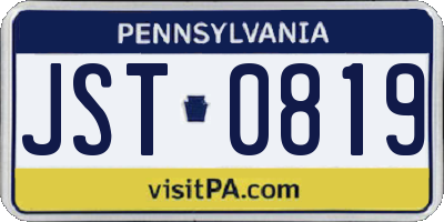 PA license plate JST0819