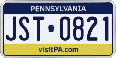 PA license plate JST0821