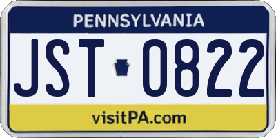 PA license plate JST0822