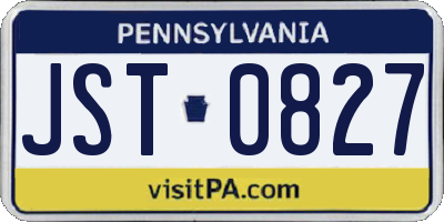 PA license plate JST0827
