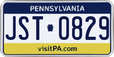 PA license plate JST0829