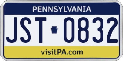 PA license plate JST0832
