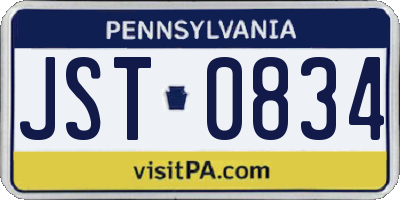 PA license plate JST0834