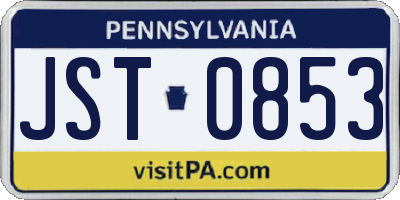 PA license plate JST0853