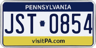 PA license plate JST0854