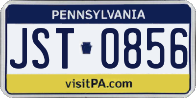 PA license plate JST0856