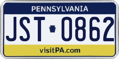 PA license plate JST0862