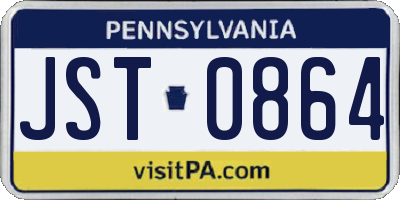 PA license plate JST0864