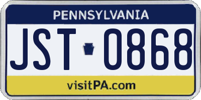 PA license plate JST0868