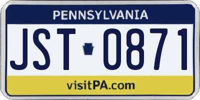 PA license plate JST0871
