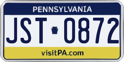 PA license plate JST0872
