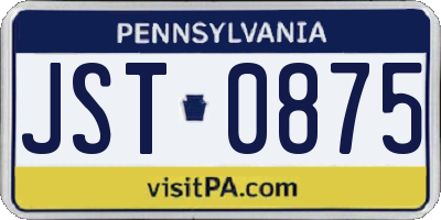 PA license plate JST0875