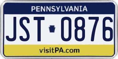 PA license plate JST0876