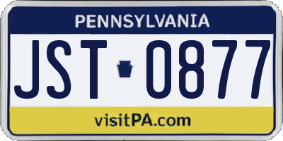 PA license plate JST0877