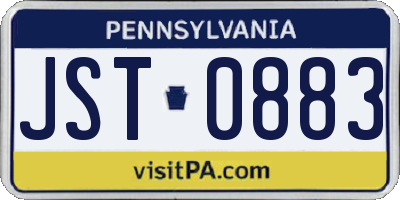 PA license plate JST0883
