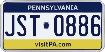 PA license plate JST0886