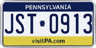 PA license plate JST0913