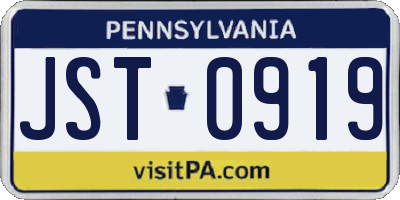 PA license plate JST0919