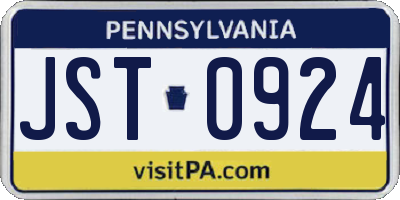 PA license plate JST0924