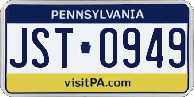 PA license plate JST0949