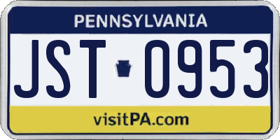 PA license plate JST0953