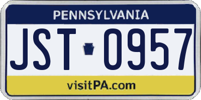 PA license plate JST0957