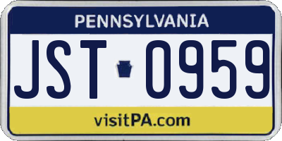PA license plate JST0959